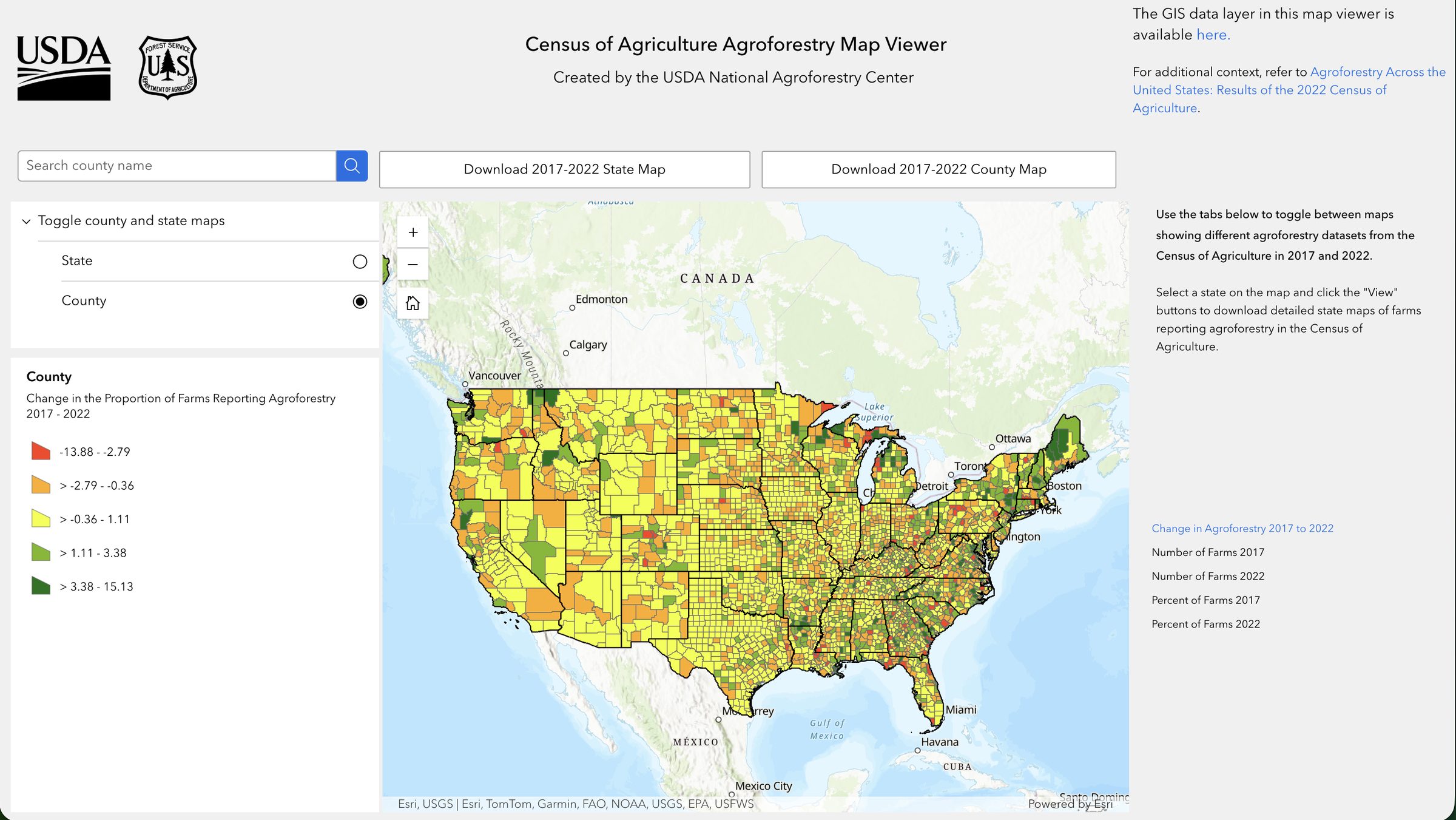 Census of Agriculture Agroforestry Map Viewer screenshot